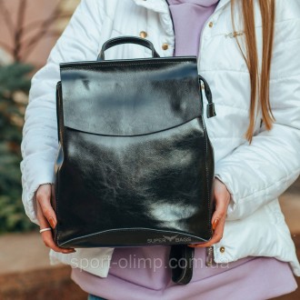 Рюкзак-сумка женский черного цвета из натуральной кожи Tiding Bag - 24034
 
Хара. . фото 2