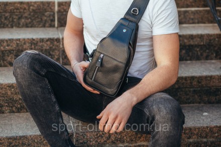 Мужская черная сумка-слинг из натуральной кожи на одно плечо 2363
 
Характеристи. . фото 9