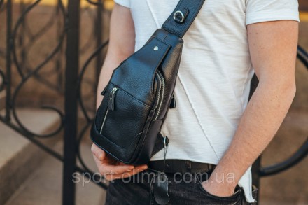 Мужская черная сумка-слинг из натуральной кожи на одно плечо 2363
 
Характеристи. . фото 5