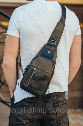 Мужская черная сумка-слинг из натуральной кожи на одно плечо 2363
 
Характеристи. . фото 11