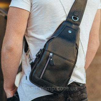 Мужская черная сумка-слинг из натуральной кожи на одно плечо 2363
 
Характеристи. . фото 3