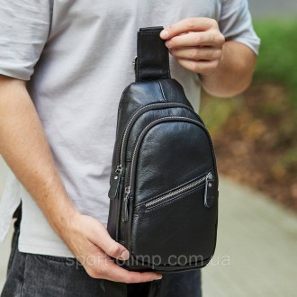 Кожаная нагрудная мужская сумка слинг Tiding Bag 563732-1W
 
Мужской кожаный сли. . фото 2