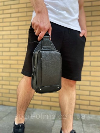  Кожаная мужская черная сумка-слинг через плечо 5330-В
 
Описание:
 
Черный кожа. . фото 4