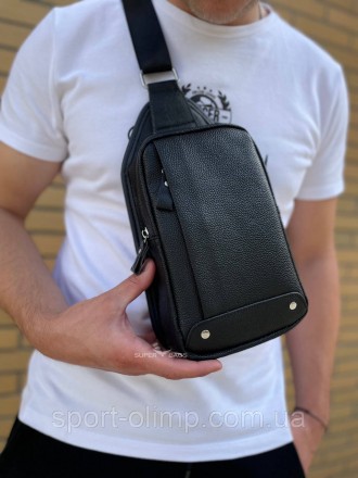  Кожаная мужская черная сумка-слинг через плечо 5330-В
 
Описание:
 
Черный кожа. . фото 7