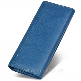 
Голубой классический кошелек из натуральной кожи с монетницей на защелке ST Lea. . фото 3
