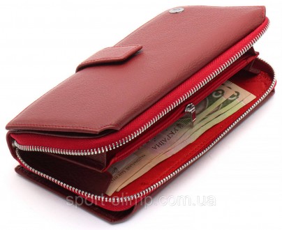 
Бордовый женский кошелек из натуральной кожи с блоками для карт ST Leather ST22. . фото 8