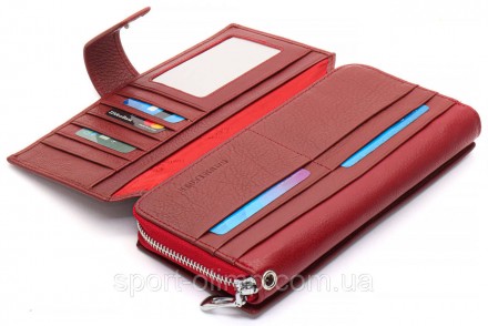 
Бордовый женский кошелек из натуральной кожи с блоками для карт ST Leather ST22. . фото 7
