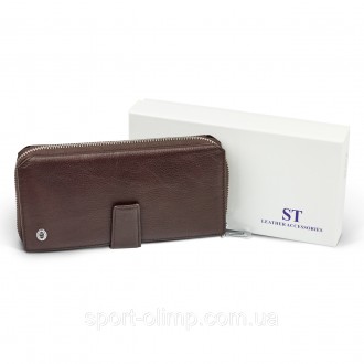 
Бордовый женский кошелек из натуральной кожи с блоками для карт ST Leather ST22. . фото 4