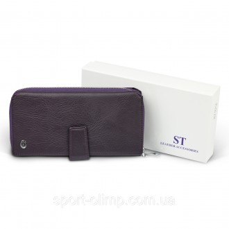 
Бордовий жіночий гаманець із натуральної шкіри з блоками для карток ST Leather . . фото 4