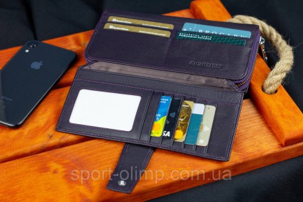 
Бордовий жіночий гаманець із натуральної шкіри з блоками для карток ST Leather . . фото 10