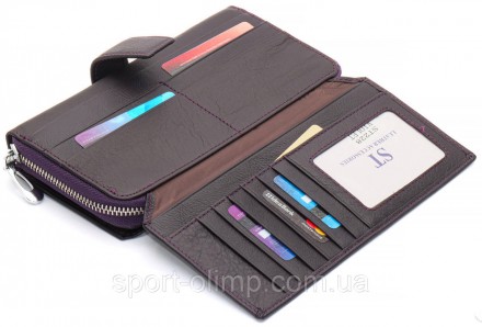 
Бордовий жіночий гаманець із натуральної шкіри з блоками для карток ST Leather . . фото 6