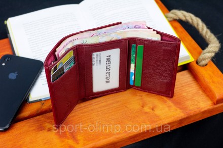 
Зеленый компактный кошелек из натуральной кожи в три сложения Marco Coverna MC-. . фото 11