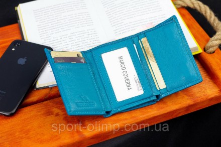 
Зеленый компактный кошелек из натуральной кожи в три сложения Marco Coverna MC-. . фото 11