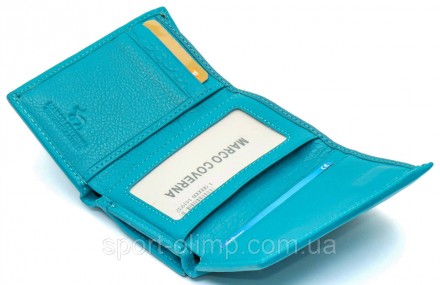 
Зеленый компактный кошелек из натуральной кожи в три сложения Marco Coverna MC-. . фото 8