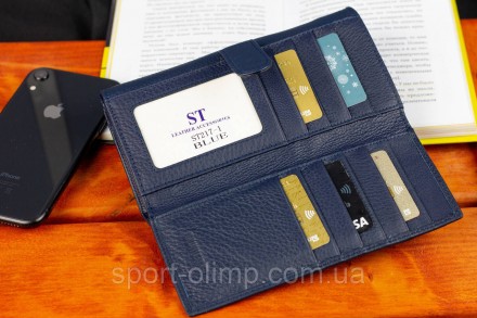 
Красный классический кошелек из натуральной кожи с блоком для карт ST Leather S. . фото 9