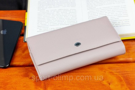 
Червоний класичний гаманець із натуральної шкіри з блоком для карток ST Leather. . фото 9