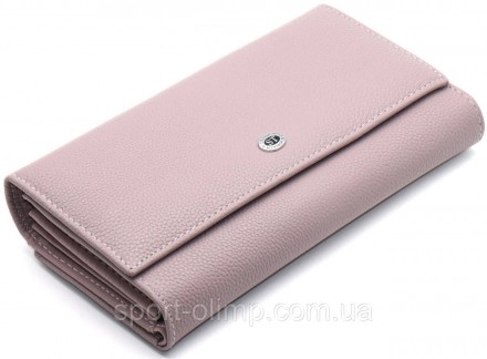 
Червоний класичний гаманець із натуральної шкіри з блоком для карток ST Leather. . фото 2