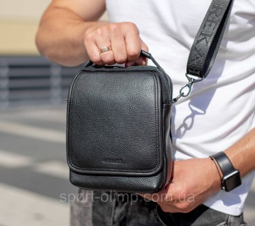 Стильна чоловіча сумка шкіряна в чорному кольорі
Характеристики: 
	Матеріал: нат. . фото 7