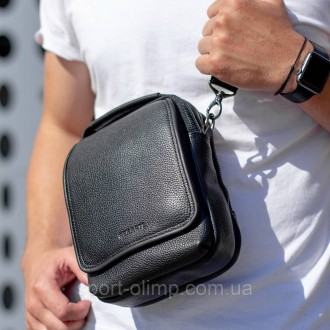 Стильна чоловіча сумка шкіряна в чорному кольорі
Характеристики: 
	Матеріал: нат. . фото 12