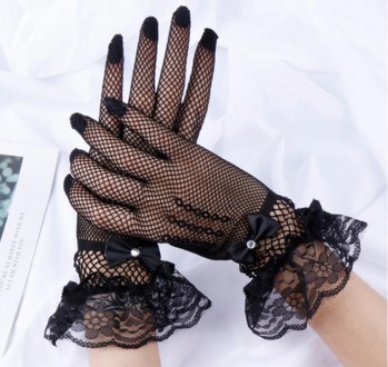 Женские перчатки сетка черные с бантом.
Перчатки средние, с пальцами с сеткой.
Р. . фото 3