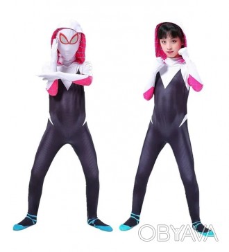 Взрослый карнавальный костюм на девушку Женщина-паук Гвен Стейси выполнен из эла. . фото 1