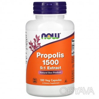 Прополис, Propolis 1500 Now Foods, натуральный продукт пчеловодства 100 капсул
Б. . фото 1