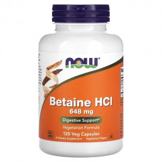 Бетаїна гідрохлорид Now Foods Betaine HCL 648 мг для підтримання травлення 120 к. . фото 2