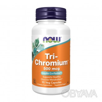 Хром Now Foods (Tri-Chromium) 500 мкг 180 капсул
	Кофактор інсуліну
	Підтримує з. . фото 1