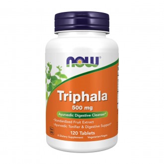 Трифала (Triphala), Now Foods, 500 мг, 120 таблеток
	Аюрведичний очисний засіб
	. . фото 2