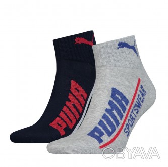 Шкарпетки PUMA MEN LOGO QUARTER 2P – це поєднання комфорту та культового спортив. . фото 1