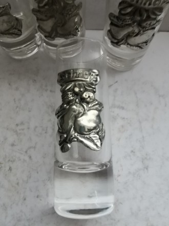 Оловянные рюмки для шнапса стекло, декорированные оловом художественное литье Ге. . фото 4