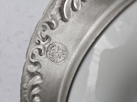 Настенная оловянная тарелка с фарфором Германия, Зима, художественное литье, худ. . фото 3