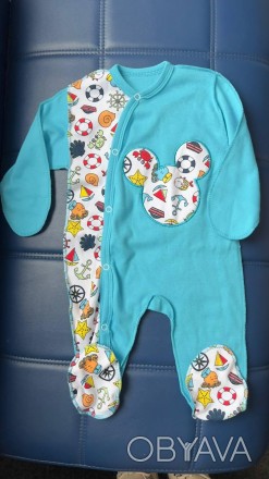 (YOLA.BABY.SHOP) - магазин дитячого одягу.
Чоловічок Міккі Маус - 0-3м. Натураль. . фото 1
