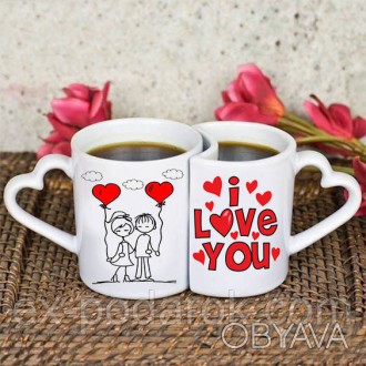  
Парные чашки кружки для влюблённых "Я тебя люблю"
	Объем чашки 330 мл
	Материа. . фото 1