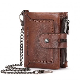 Чоловічий гаманець розкладний коричневий з ланцюжком TW230C Bull Натуральна шкір. . фото 2