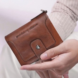 Чоловічий гаманець розкладний коричневий з ланцюжком TW230C Bull Натуральна шкір. . фото 5