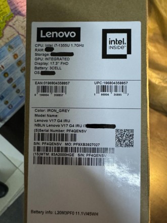 
Lenovo V17 G4 IRU Iron Grey 83A2000HGE 17,3" Intel Core i7-1355U 24/2000 GB SSD. . фото 7