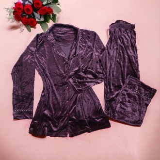 Красивая бархатная велюровая женская пижама, размер М-ХЛ 44-48, Мраморный велюр . . фото 3