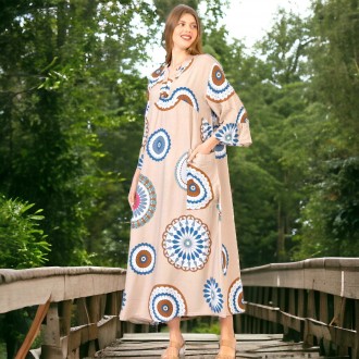 Длинное штапельное платье большие размеры 58-60 2XL Турция, Merve Moda 551 Беже. Запорожье. фото 1 Длинное штапельное платье большие размеры 58-60 2XL Турция, Merve Moda 551 Беже. Запорожье. фото 1