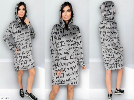 Сукня HE-2398
модель: 4020
Розмiри: 42-44, 46-48
Велюрова сукня букви з кишенями. . фото 4