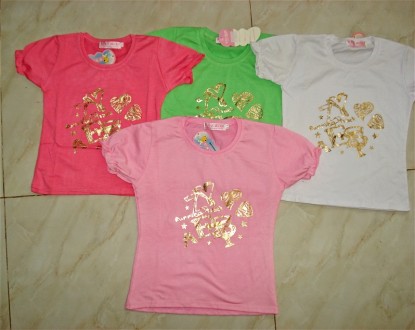 Яркая, стильная и качественная футболка из мягкого трикотажа с принтом для девоч. . фото 2