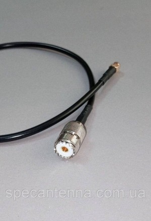 Пігтів (перехідник) UHF female (PL259, SO-239) — SMA-male, кабель RG-58 50 см.
Ц. . фото 4