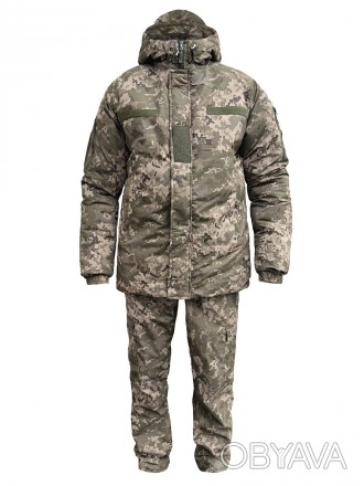 Тактический Зимний водонепроницаемый костюм ВСУ (пиксель) на флисе з капюшоном 4