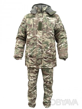 Тактический Зимний костюм ВСУ (мультикам) на флисе з капюшоном
