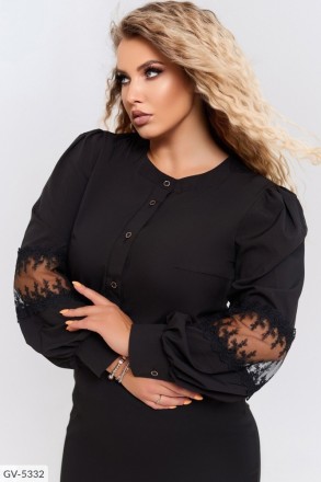 Блуза GV-5336
 Блуза з мереживом тканина: софт кольору: пудра, чорний, індиго, ш. . фото 4