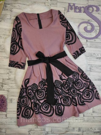 Женское платье розовое рукав три четверти c поясом 
Состояние: б/у, в отличном с. . фото 2