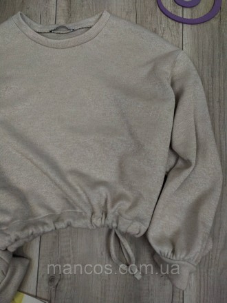 Женский укороченный свитшот Zara серый завязки по бокам 
Состояние: б/у, в идеал. . фото 4
