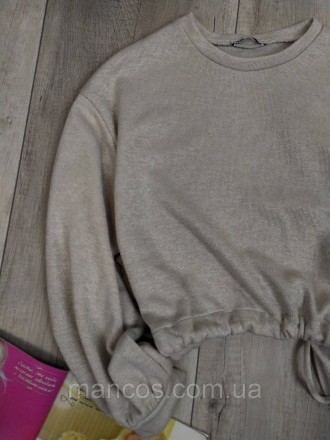 Женский укороченный свитшот Zara серый завязки по бокам 
Состояние: б/у, в идеал. . фото 3