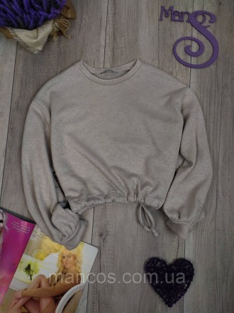 Женский укороченный свитшот Zara серый завязки по бокам 
Состояние: б/у, в идеал. . фото 2