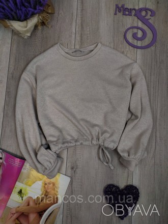 Женский укороченный свитшот Zara серый завязки по бокам 
Состояние: б/у, в идеал. . фото 1